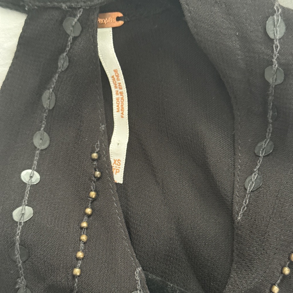 Free People Young Love Embellished Blouse Top Size XS | Boho Romantic Festival - Picture 6 of 9